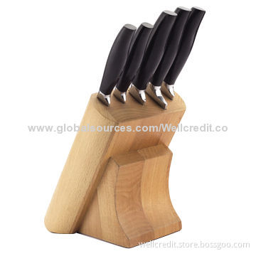Hot selling 6pcs S/S knife set with wooden stand